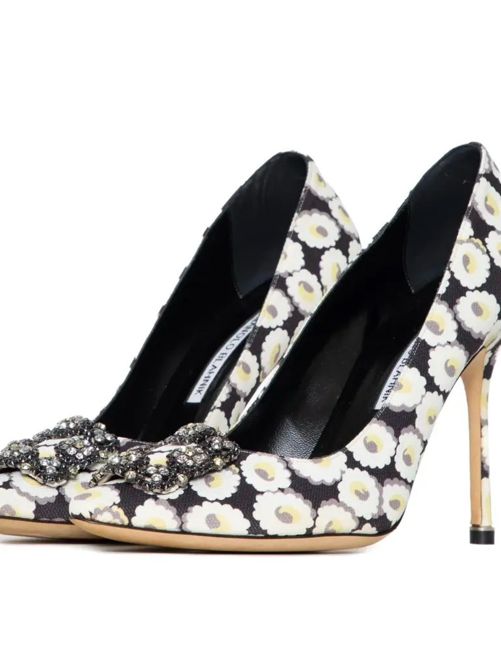 Manolo Blahnik Hangisi Pumps w/ Floral Print Canvas